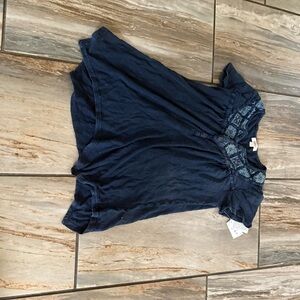 Style & Co. Dark Blue Blouse with Embroidered Detail